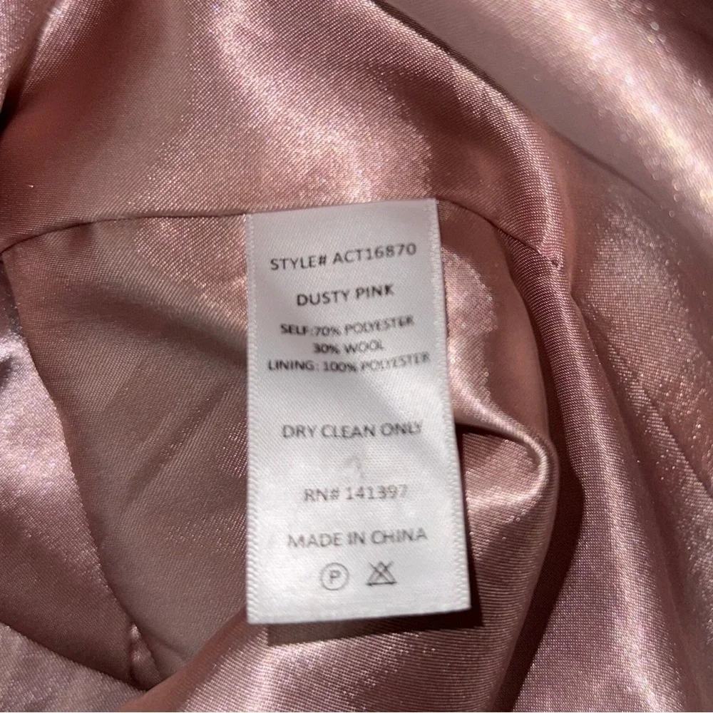 NWOT ASTR The Label Rhea Coat Dusty Pink Wool Blend Jacket Women's Size: XS
